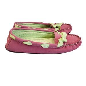 L.L. Bean Womens Pink Leather Slippers Hearthside Size 10